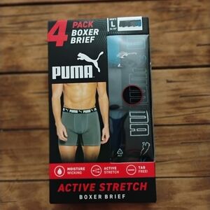 NEW Puma Active Stretch Boxer Briefs 4-Pack Moisture Wicking Size L
